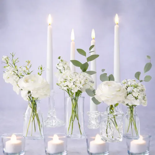 Glass Candle & Bud Cake Table Decorations