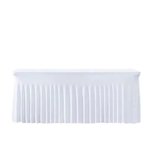 8ft White Pleated Stretch Tablecloth