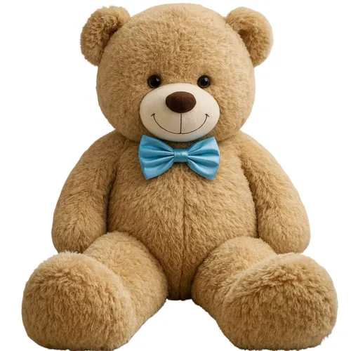 4ft Brown Teddy Bear with Blue Bow Tie