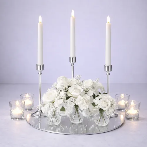 Silver Classic Luxe Bud & Taper Glow Centerpiece