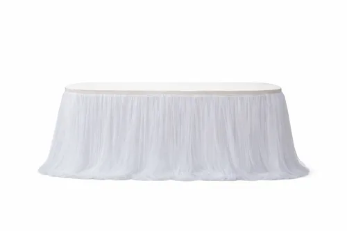 9ft White Double Layer Table Skirt