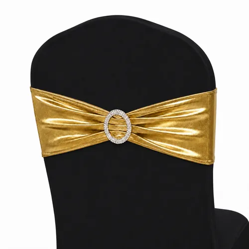 25 Gold Chair Bands with Silver Embellishment