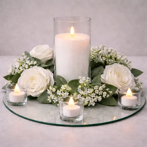 Rose Soft Glow Mirror Centerpiece