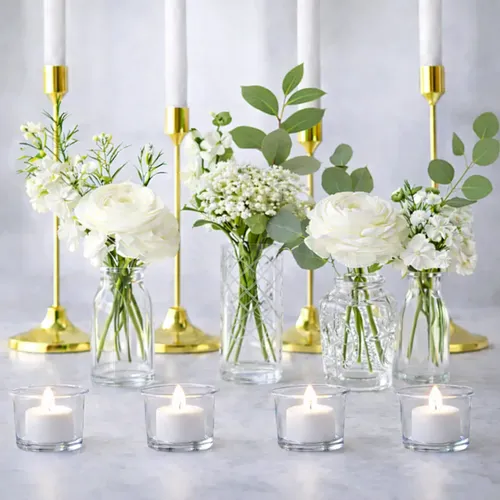 Gold Candle & Bud Cake Table Decorations