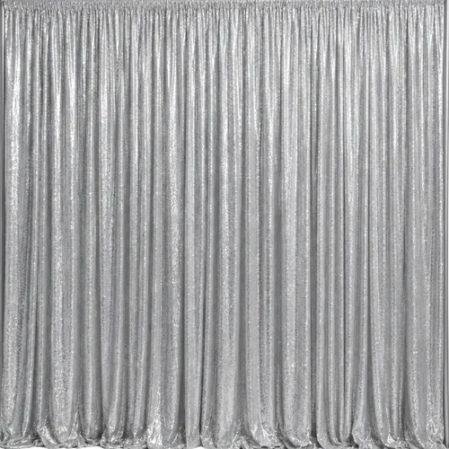 2.4M Silver Sequin Draping Backdrop