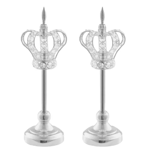  Pair of Tall Silver Crown Centerpieces