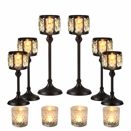  Black Crystal Candlelight Cake Table Styling Set