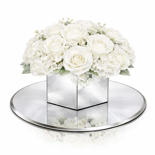 Mirrored Floral Cube Centerpiece