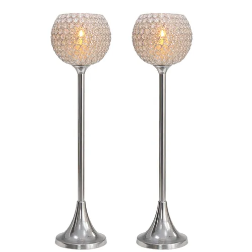 Pair of Extra Tall Silver Embellished Centerpieces