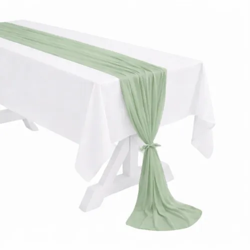 Sage green Chiffon Table Runner