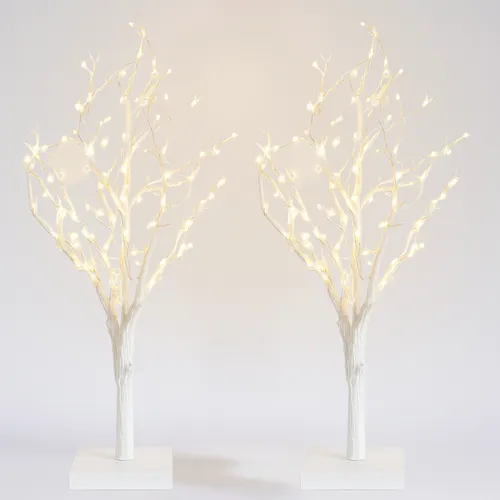 Pair of Manzanita Trees with Fairy Lights