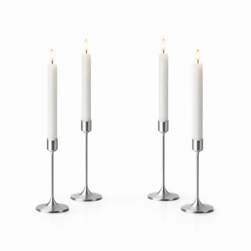 Set of Silver Taper Candle Holders