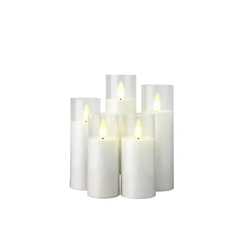 Set of 5 LED Candles in Acrylic Cases