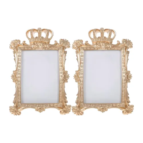 Pair of Gold Crown Photo Frames