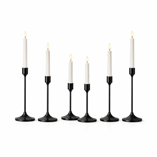 Set of Black Taper Candle Holders