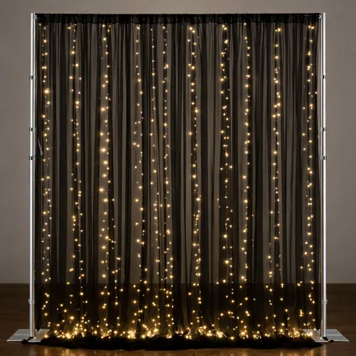 2m Black Sheer Curtain with Fairy lights