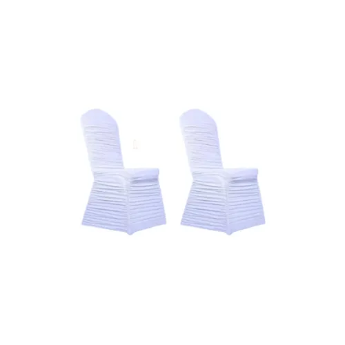Pair of White Ruffle Embellished Head Table Chair Covers
