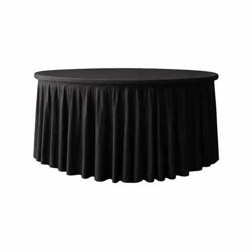 5/6ft Black Premium Round Pleated Tablecloth