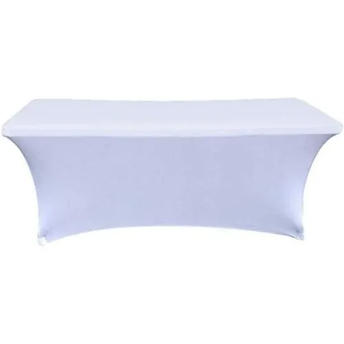 6ft White Stretch Rectangular Table Cover