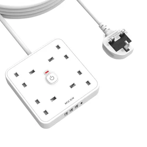 4M 4 Way Extension lead with USB Slots 