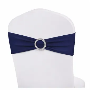 25 Navy with Silver Embellished Chair Bands