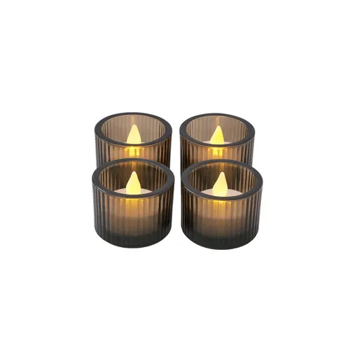 4 Black Ribbed Votives