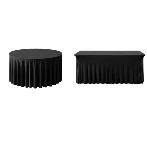 Black Premium Pleated Tablecloth (Choose Style)