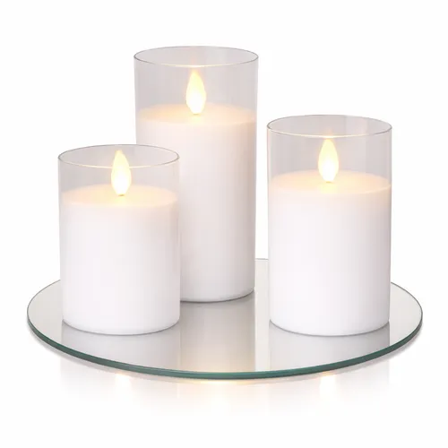 White LED Pillar Candles 