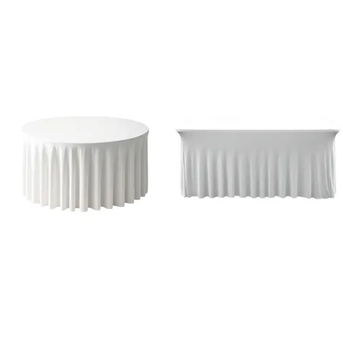 White Premium Pleated Tablecloth (Choose Style)