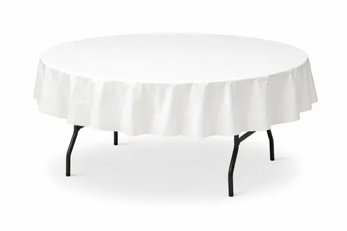 5 White Round Plastic Table Covers