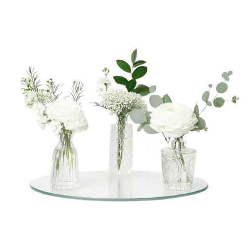 Bud Vase Centerpiece with white Flowers