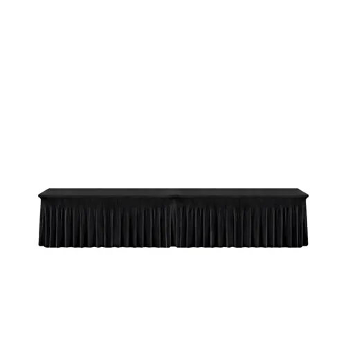 12ft Black Pleated  Head Table Covering