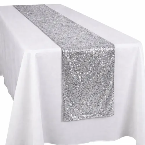 Silver Sequin Table Runner