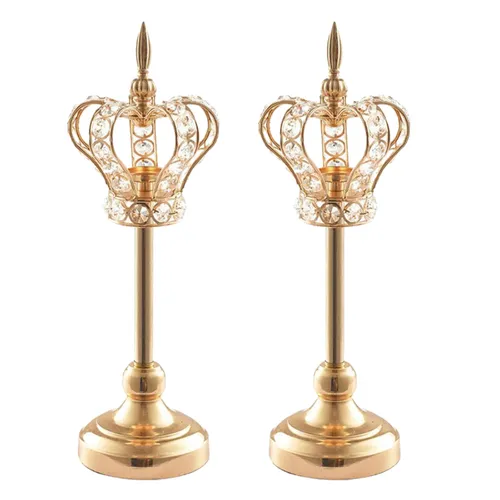 Pair of Tall Gold Crown Centerpieces