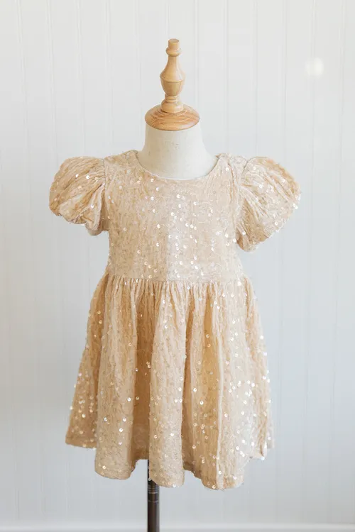 Sweet Honey Champagne Sequin Dress