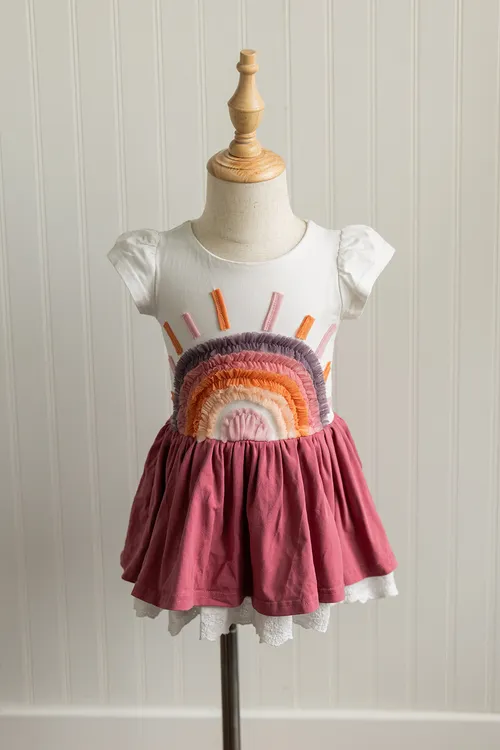 Girl August Sunset Rainbow Dress