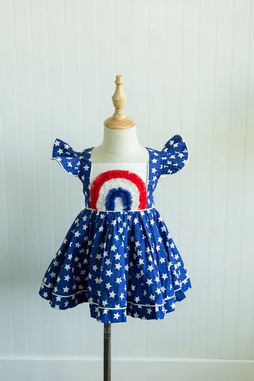 Girl August Patriotic Rainbow Dress