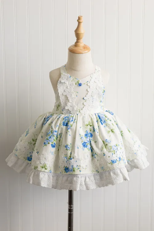 Wild Lillies White and Blue Floral Dress