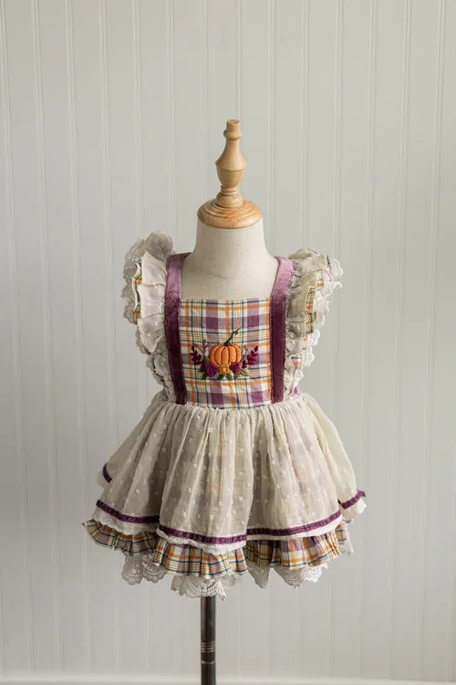 Liv and Stella Plum Harvest Pinafore