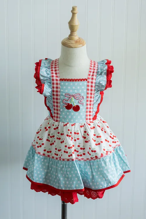 Liv and Stella Cherry Pinafore set