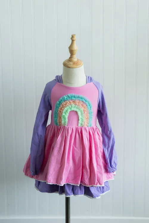 Girl August Pink and Purple Rainbow Dress 