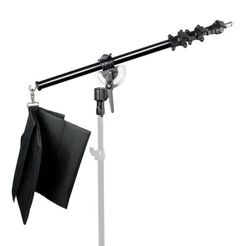 Professional 160cm Portable Boom Arm with Metal Hinge and Counterweight Bag for Studio Lighting