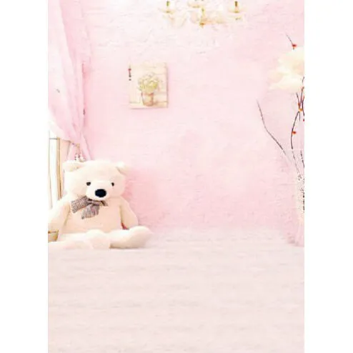 3x4m Pastel Pink Photography Background & White Bear