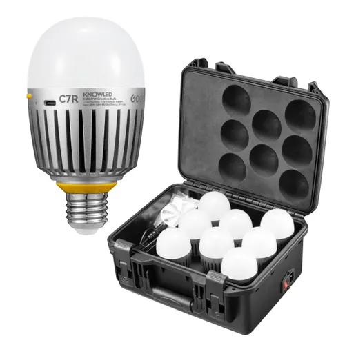 Godox KNOWLED C7R-K8 RGBWW E27 Creative LED Bulb 8-Light Kit for Cinematic Set Lighting