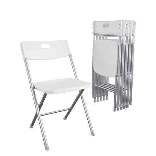 white folding plastic chair 