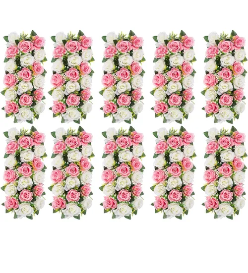 Blush and white flower rows 