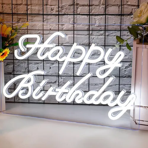 Happy birthday sign neon