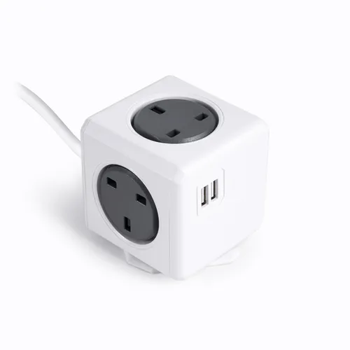 EOL POWERCUBE SOCKET UNIT - GREY (4 x UK, 2 x USB) 3M LEAD