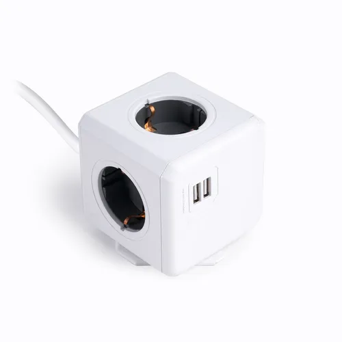 EOL POWERCUBE SOCKET UNIT - GREY (4 x DE, 2 x USB) 3M LEAD