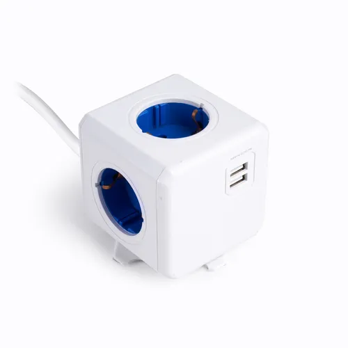 EOL POWERCUBE SOCKET UNIT - BLUE (4 x DE, 2 x USB) 1M LEAD